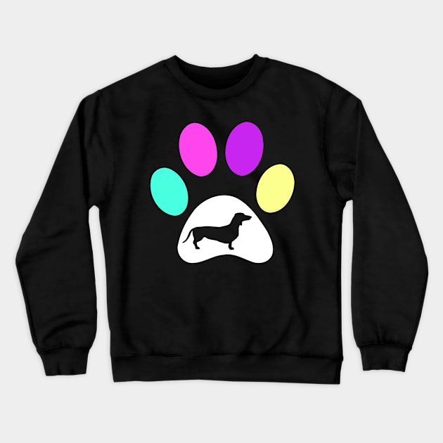 Dachshund Colorful Paw Crewneck Sweatshirt by JKFDesigns